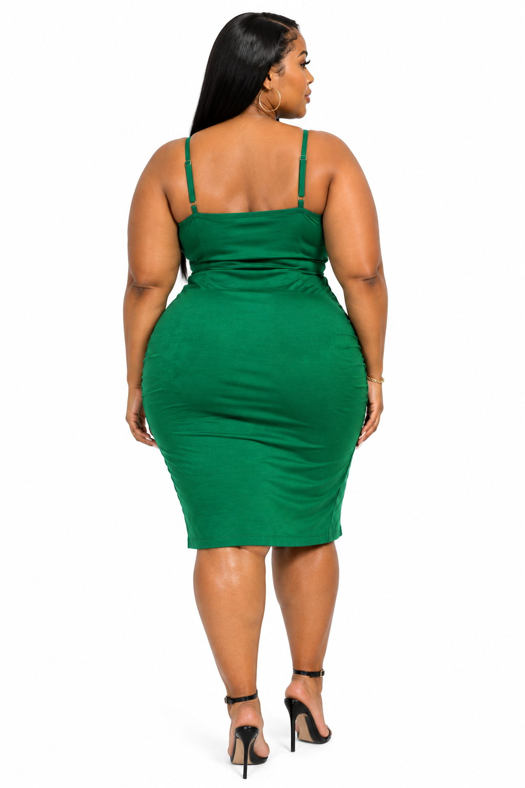 Green Luna Satin Ruched Mini Dress