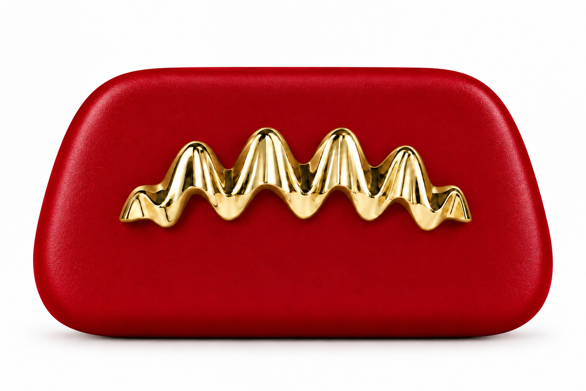 Cherry Red Cindy Gold Wave Clutch