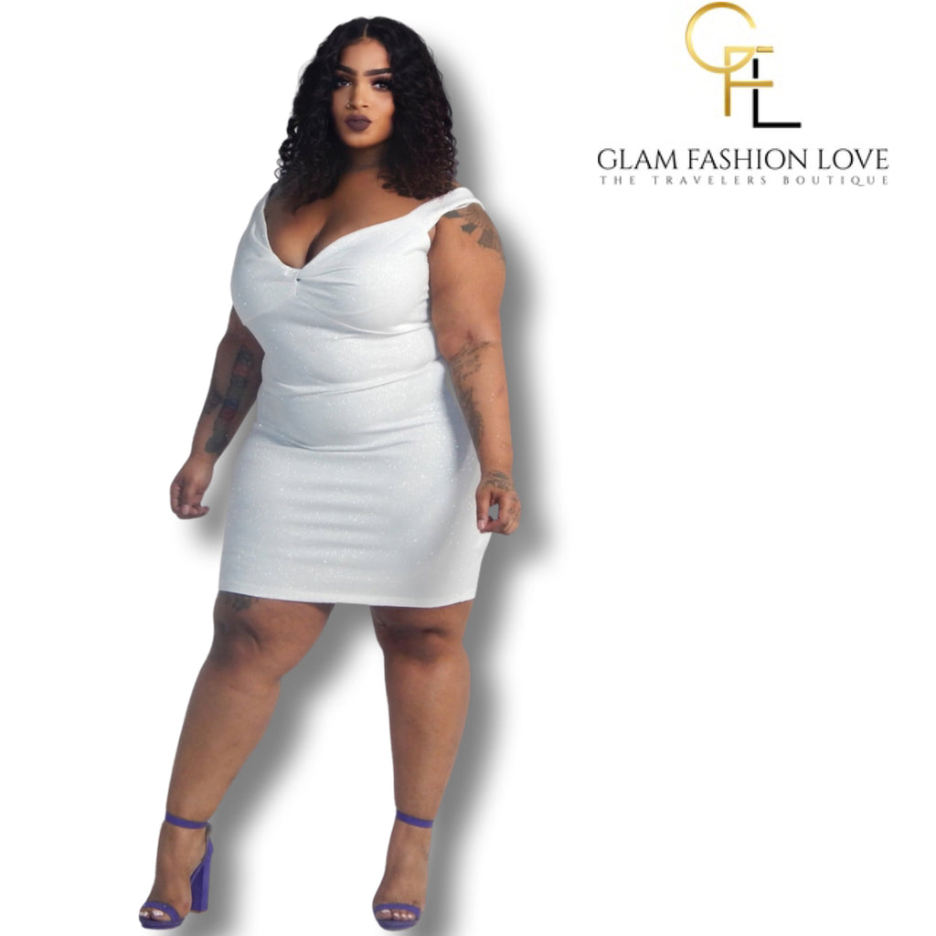White Shimmer + size Dress